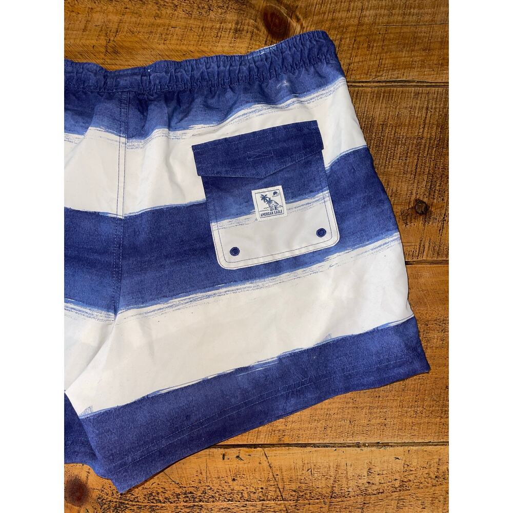 NWT Mens American Eagle Blue White‎ Above the Knee 5.5" Swimming Trunks Size XL - Picture 6 of 8